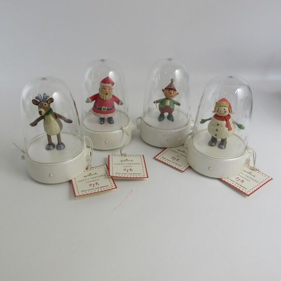 Set of 4 Hallmark Happy Tappers Santa Reindeer Snowman Elf
